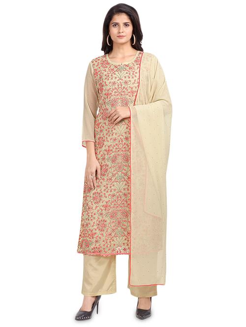 embroidered palazzo unstitched suit - 17293452 - Very Small Image - 1