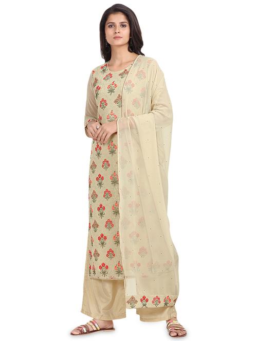embroidered palazzo unstitched suit - 17293455 - Very Small Image - 1