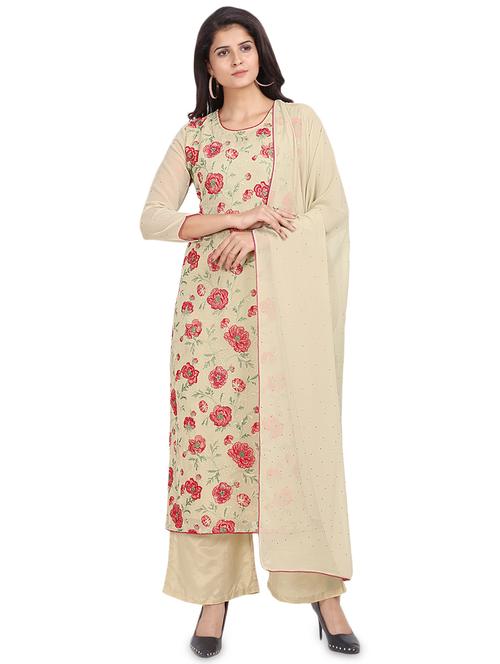 embroidered palazzo unstitched suit - 17293458 - Very Small Image - 1