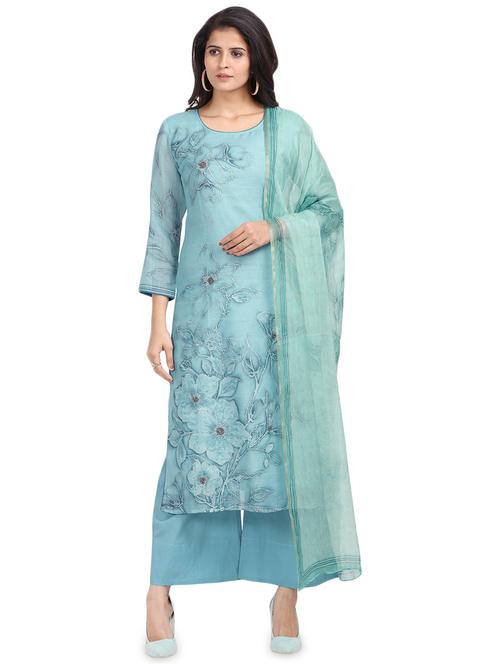 digital print palazzo unstitched suit - 17293465 - Very Small Image - 1