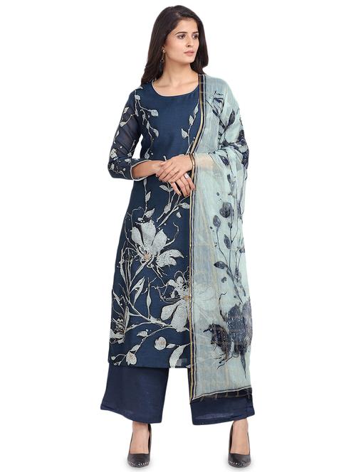 digital print palazzo unstitched suit - 17293467 - Very Small Image - 1