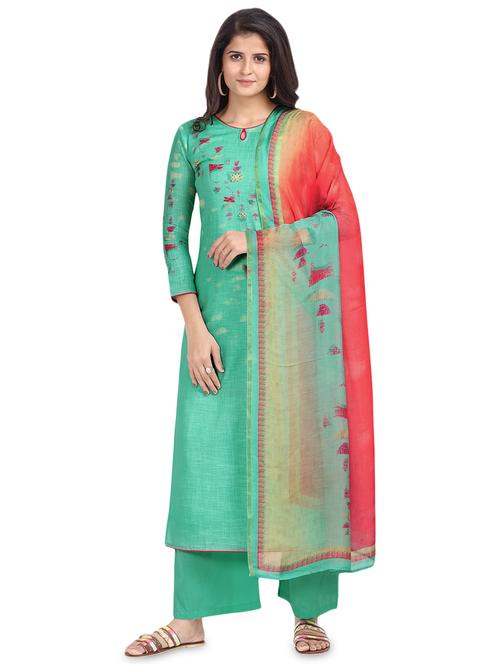 digital print palazzo unstitched suit - 17293470 - Very Small Image - 1