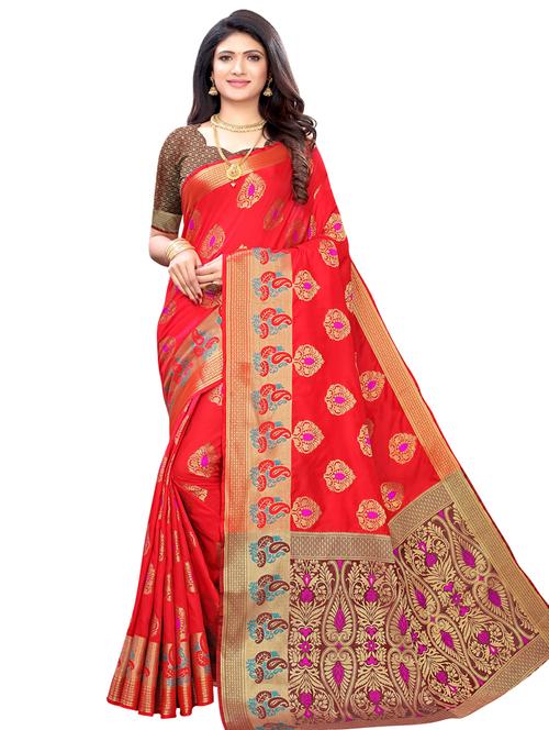 ethnic motif kanjivaram saree with blouse - 17293867 - Very Small Image - 1