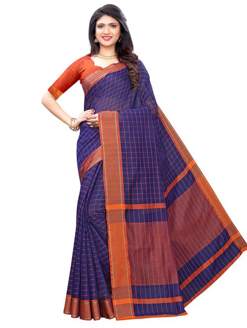 checks bordered saree - 17293883 - Very Small Image - 1