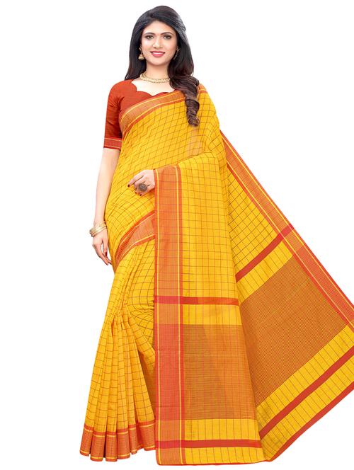 checks bordered saree with blouse - 17293885 - Very Small Image - 1