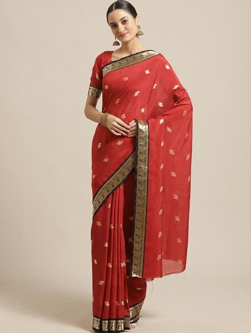 ethnic motifs bordered saree - 17293951 - Very Small Image - 1