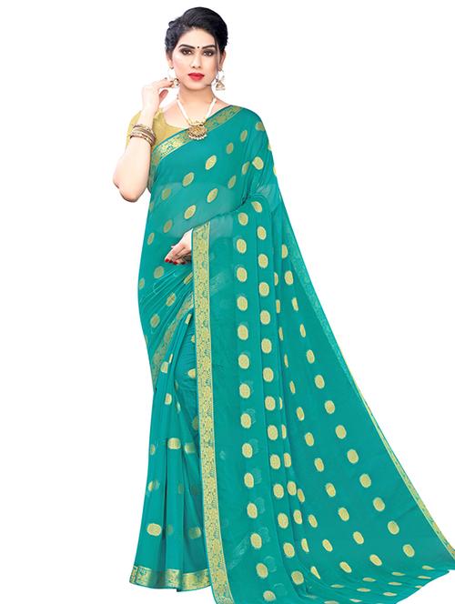 ethnic motifs zari work saree with blouse - 17293965 - Very Small Image - 1