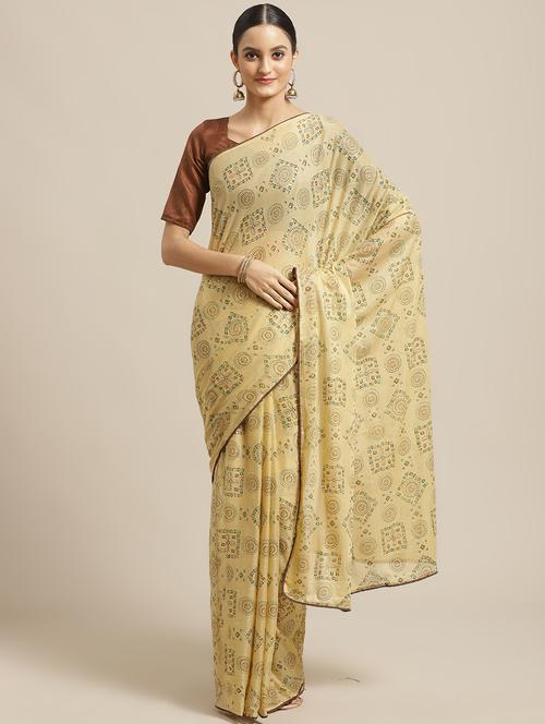 geometrical printed saree with blouse - 17293967 - Very Small Image - 1