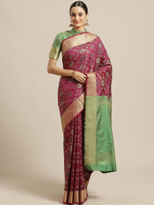 geometric banarasi saree - 17293998 - Very Small Image - 1