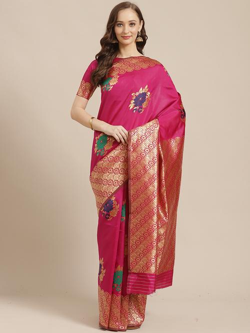 floral banarasi saree - 17294023 - Very Small Image - 1