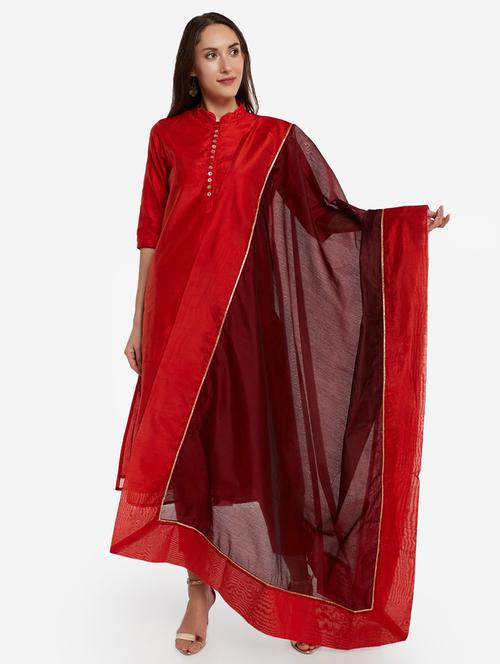 maroon art silk dupatta - 17294963 - Very Small Image - 1