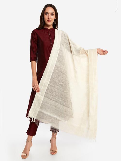 offwhite art silk dupatta - 17294966 - Very Small Image - 1