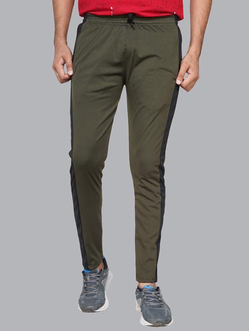olive green side striped full length track pant - 17295195 - Very Small Image - 1