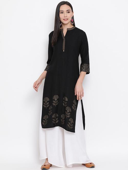 foil print straight kurta - 17295895 - Very Small Image - 1