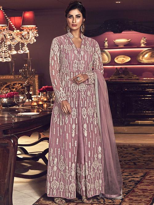 embroidered semi-stitched suit - 17296119 - Very Small Image - 1