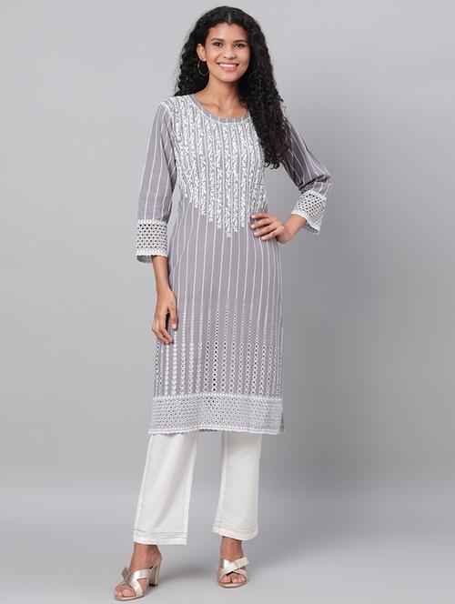 embroidered straight kurta - 17296409 - Very Small Image - 1