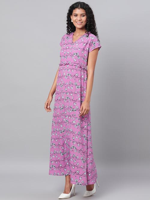 v neck floral maxi dress - 17296436 - Very Small Image - 1