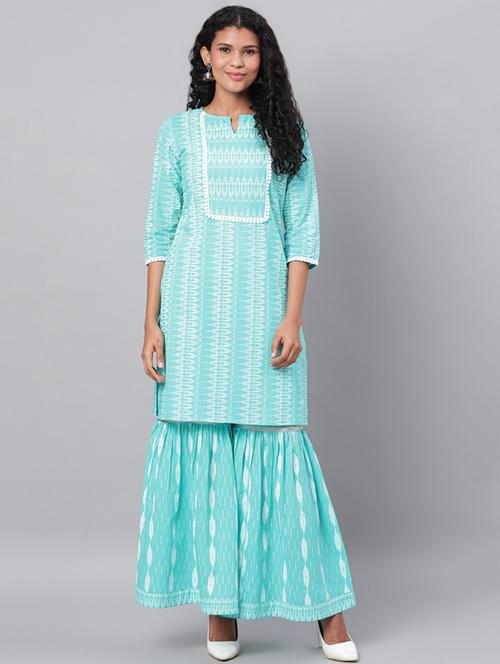 printed kurta sharara set - 17296453 - Very Small Image - 1