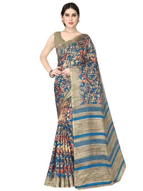 floral printed saree with blouse - 17297673 - Very Small Image - 1