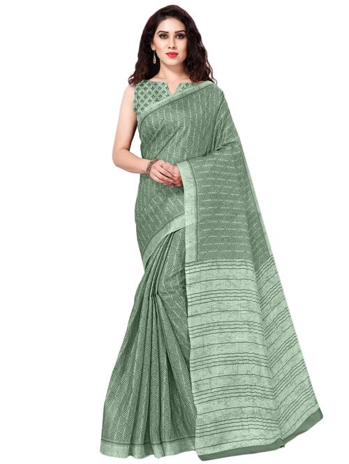 olive printed saree with blouse - 17297674 - Very Small Image - 1