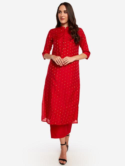 zari work kurta pant set - 17298067 - Very Small Image - 1
