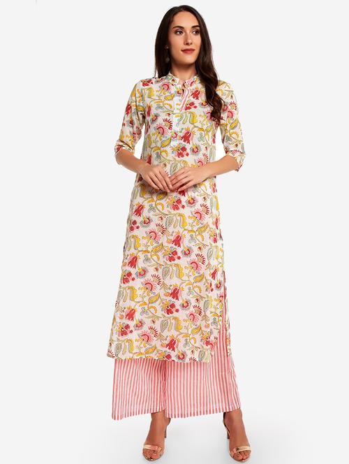 floral kurta palazzo set - 17298082 - Very Small Image - 1