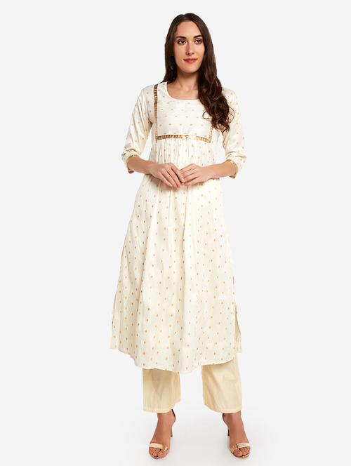 zari work a-line kurta - 17298110 - Very Small Image - 1
