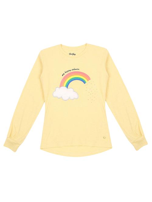 yellow cotton regular tops & tee - 17298709 - Very Small Image - 1