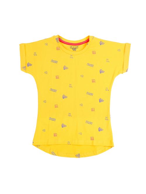 yellow cotton blend regular tops & tee - 17298717 - Very Small Image - 1