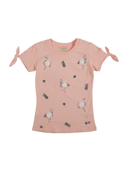 pink cotton blend regular tops & tee - 17298950 - Very Small Image - 1