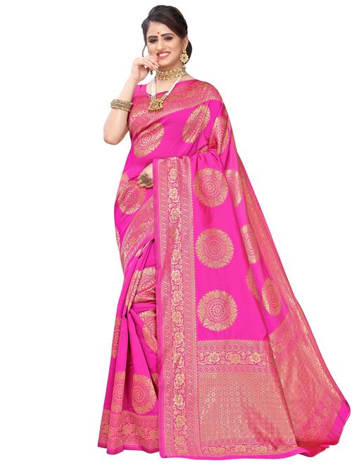 magenta banarasi saree with blouse - 17299193 - Very Small Image - 1