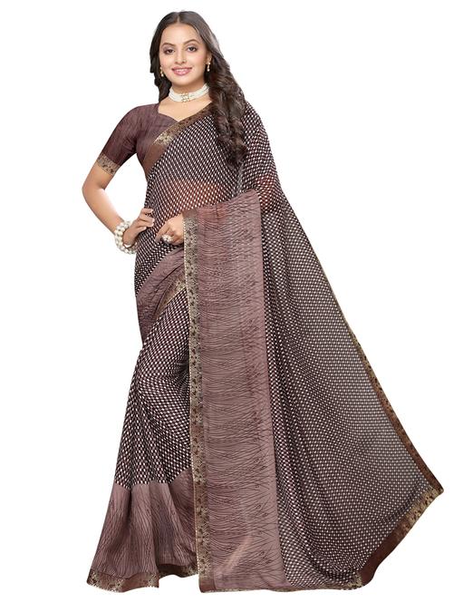 checks printed saree with blouse - 17299208 - Very Small Image - 1