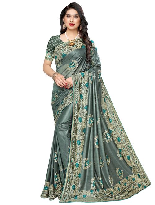 paisley bordered saree with blouse - 17299212 - Very Small Image - 1