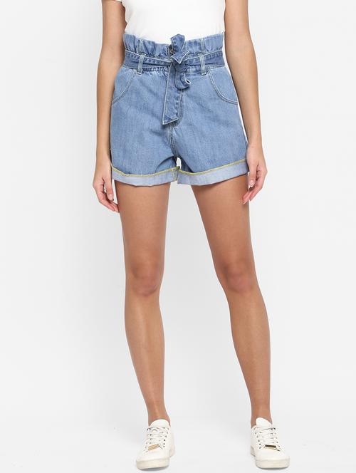 tie up waist denim shorts - 17299256 - Very Small Image - 1