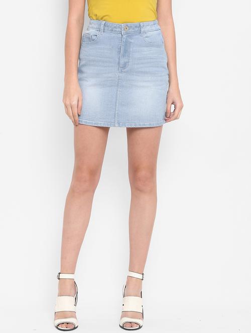 mid rise stone washed skirt - 17299273 - Very Small Image - 1