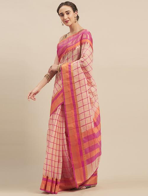 checkered printed saree - 17299443 - Very Small Image - 1