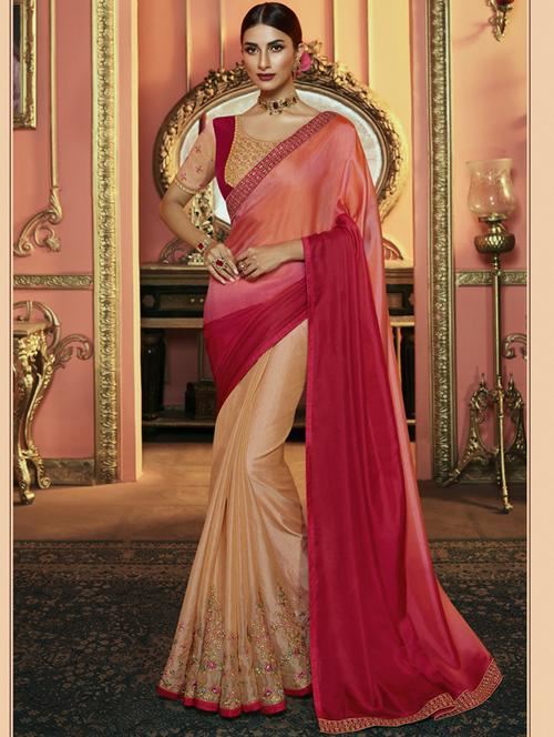 ombre embroidered saree with blouse - 17299614 - Very Small Image - 1