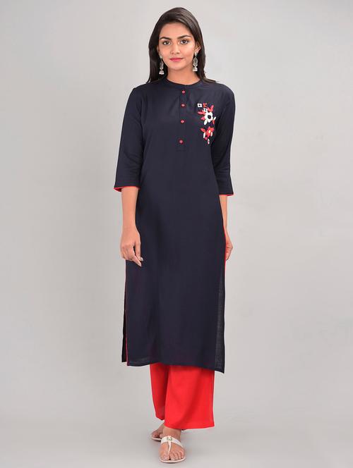 solid embroidered kurta palazzo set - 17299707 - Very Small Image - 1