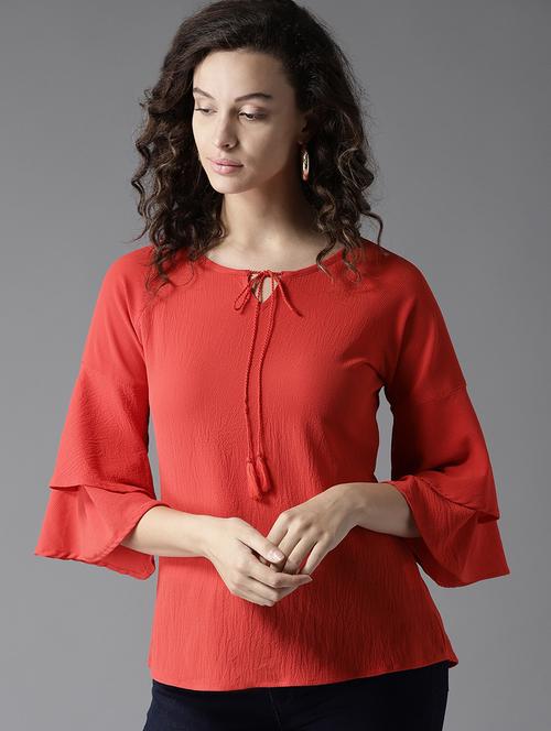 tie up neck bell sleeved top - 17299748 - Very Small Image - 1