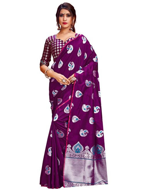 self design woven saree with blouse - 17300047 - Very Small Image - 1