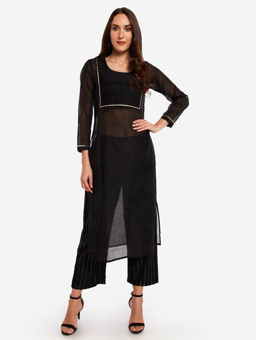 pintucks kurta pant set - 17300521 - Very Small Image - 1