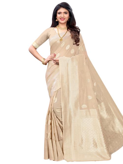 pastel banarasi saree with blouse - 17300534 - Very Small Image - 1