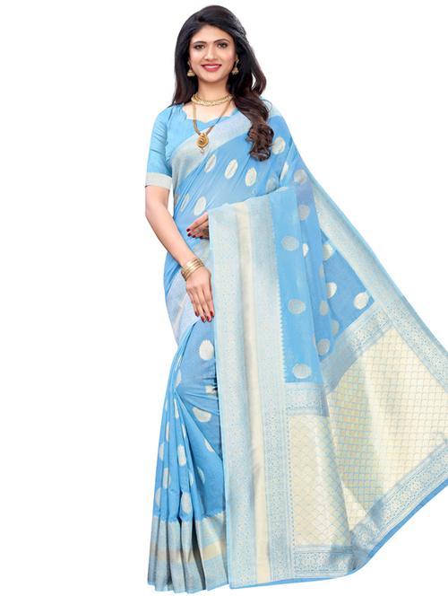 self design banarasi saree with blouse - 17300535 - Very Small Image - 1