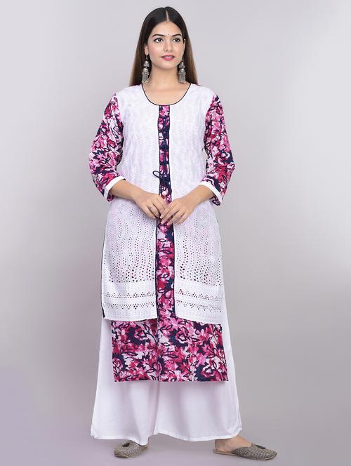 floral straight kurta - 17300610 - Very Small Image - 1