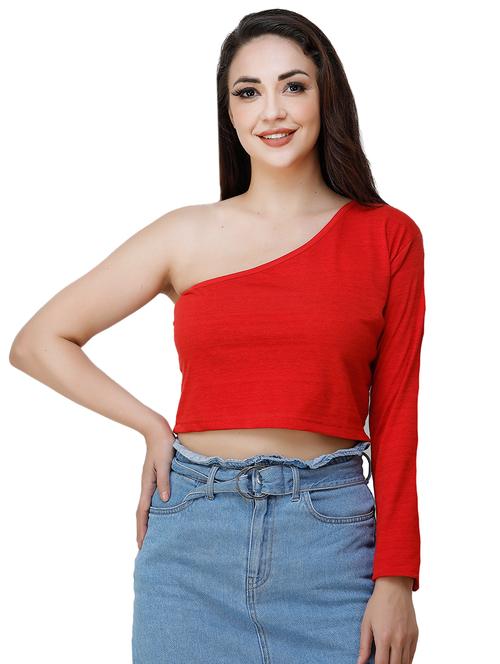 single shoulder crop top - 17324070 - Very Small Image - 1