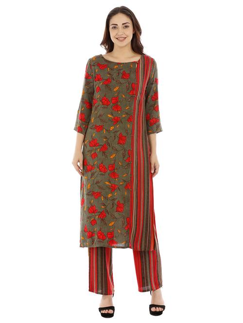floral straight kurta - 17324190 - Very Small Image - 1