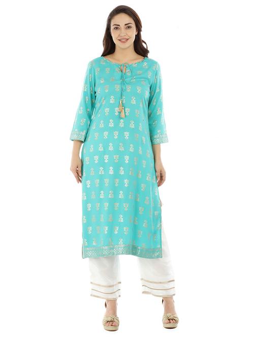 foil print straight kurta - 17324196 - Very Small Image - 1
