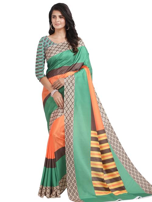 self design printed saree with blouse - 17324235 - Very Small Image - 1