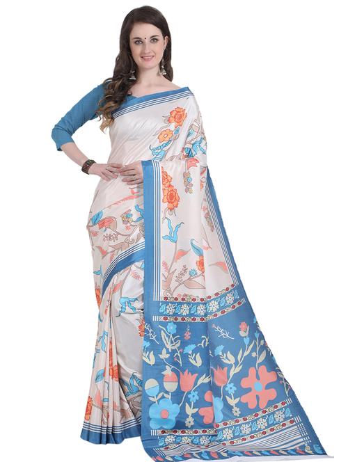 floral printed saree with blouse - 17324252 - Very Small Image - 1