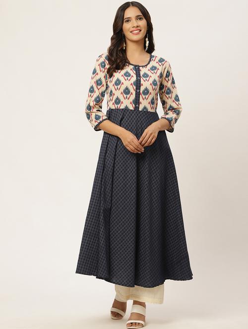 ikat print flared kurta - 17324391 - Very Small Image - 1